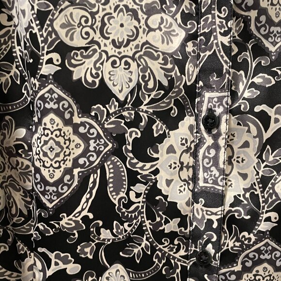 (NWT) CROFT & BARROW Satin Button Down Dress Blouse, Black/Ivory - XL - Picture 5 of 10